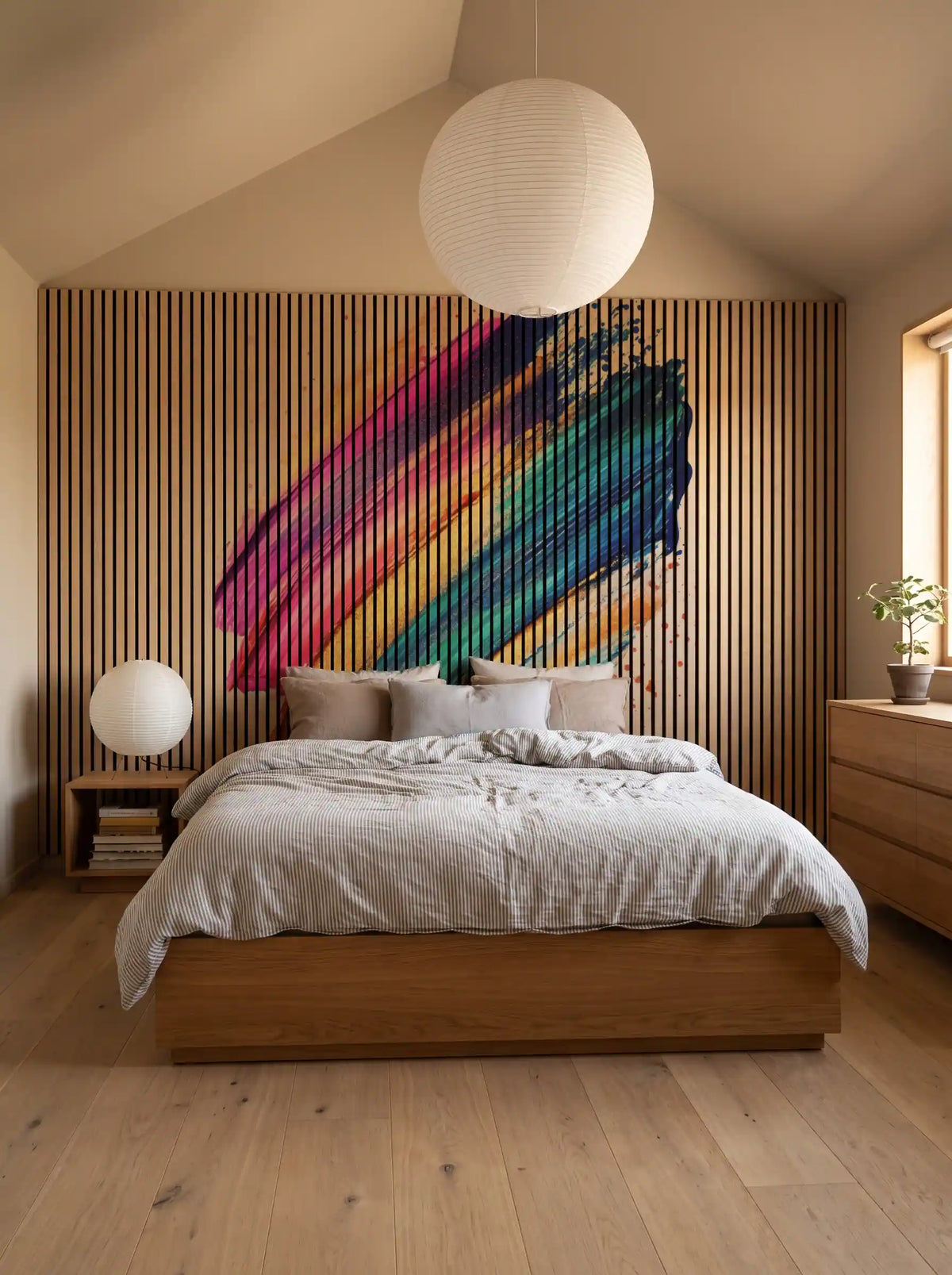 Akustikpanel med Oil Paint-motiv nr. 20 – med reol
