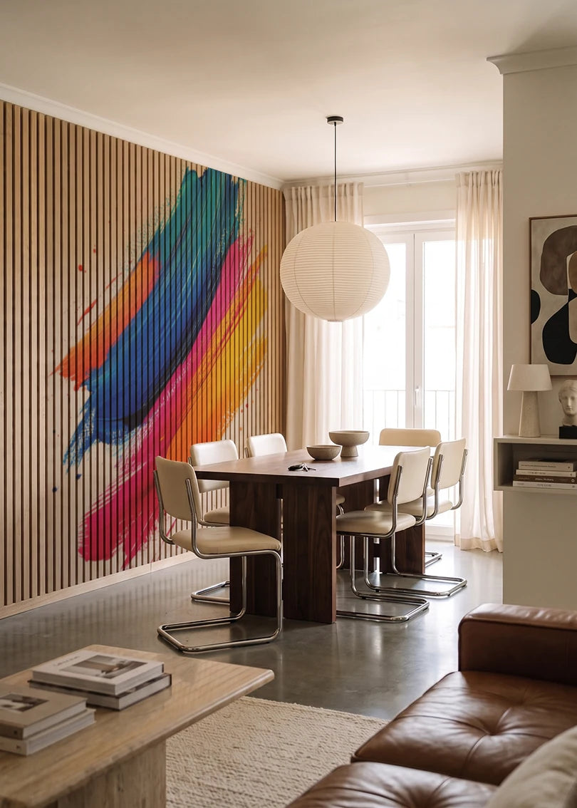 Akustikpanel med Oil Paint-motiv nr. 21 – i lyst rum