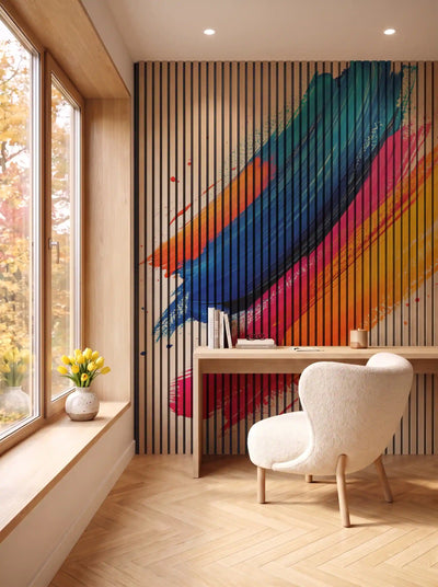 Akustikpanel med Oil Paint-motiv nr. 21 – i spisestuen