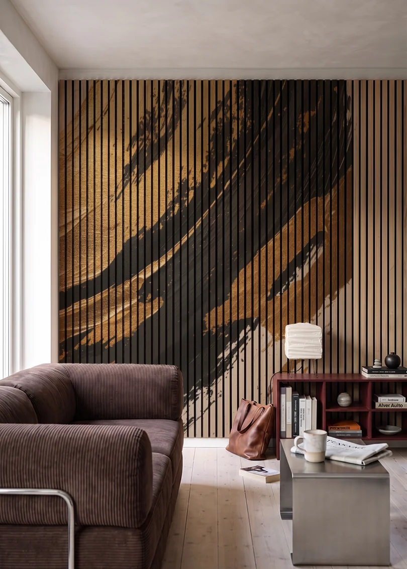 Akustikpanel med Oil Paint-motiv nr. 25 – i stuen