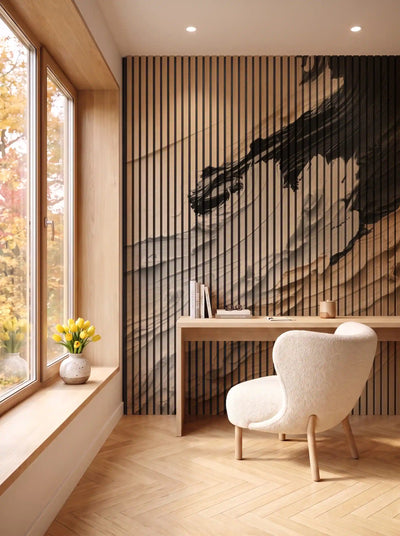 Akustikpanel med Oil Paint-motiv nr. 31 – i spisestuen