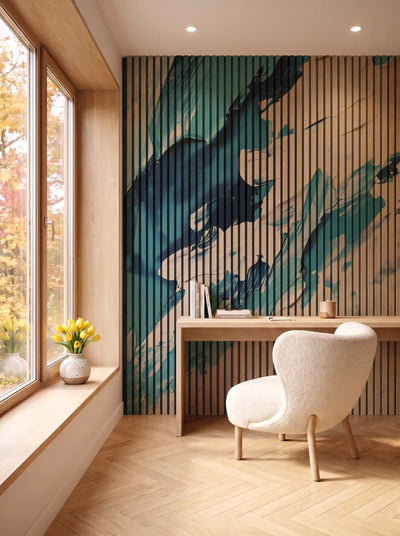 Akustikpanel med Oil Paint-motiv nr. 33 – i spisestuen