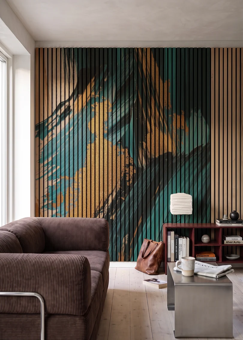 Akustikpanel med Oil Paint-motiv nr. 34 – i stuen