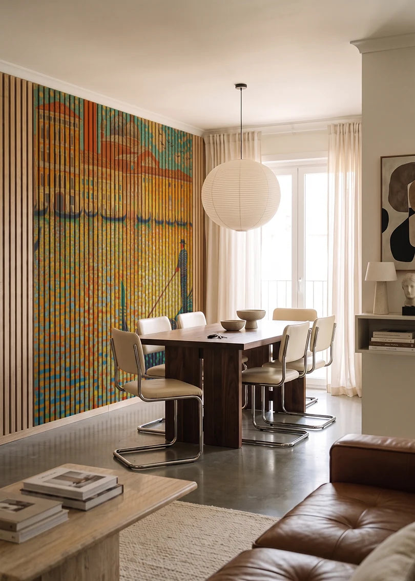 Akustikpanel med Pontilhismo-motiv nr. 57 – i lyst rum