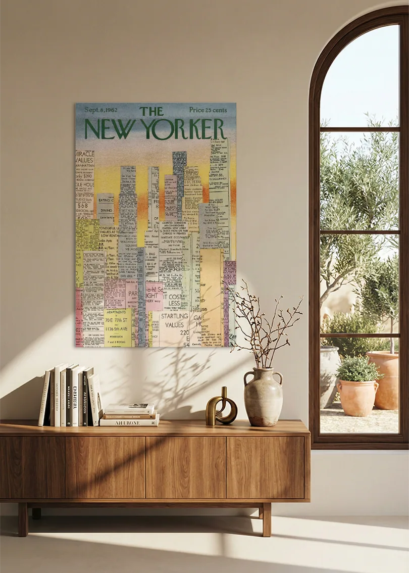 Akustikbillede med The NewYorker-motiv nr. 70 – i spisestuen