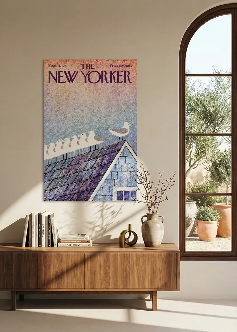 Akustikbillede med The NewYorker-motiv nr. 100 – i spisestuen