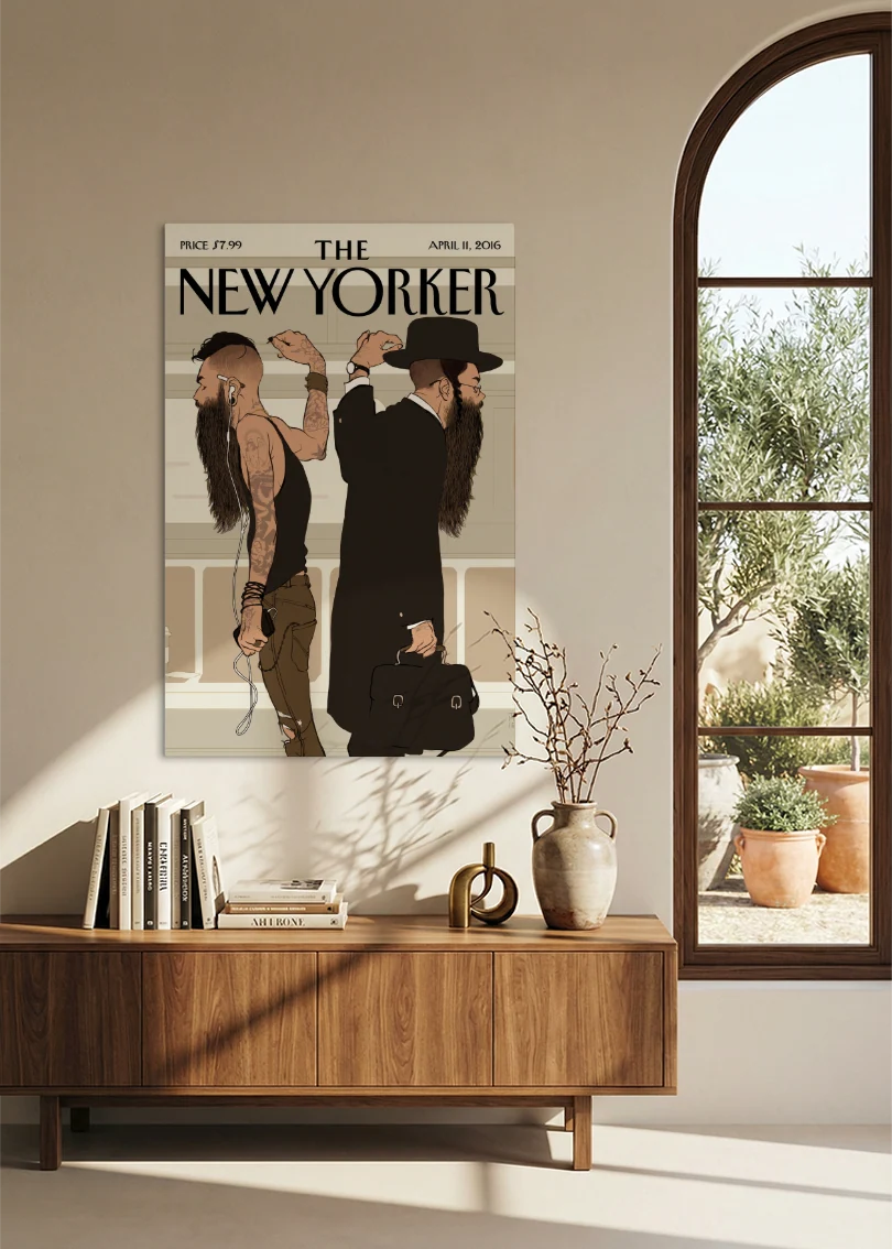 Akustikbillede med The NewYorker-motiv nr. 135 – i spisestuen