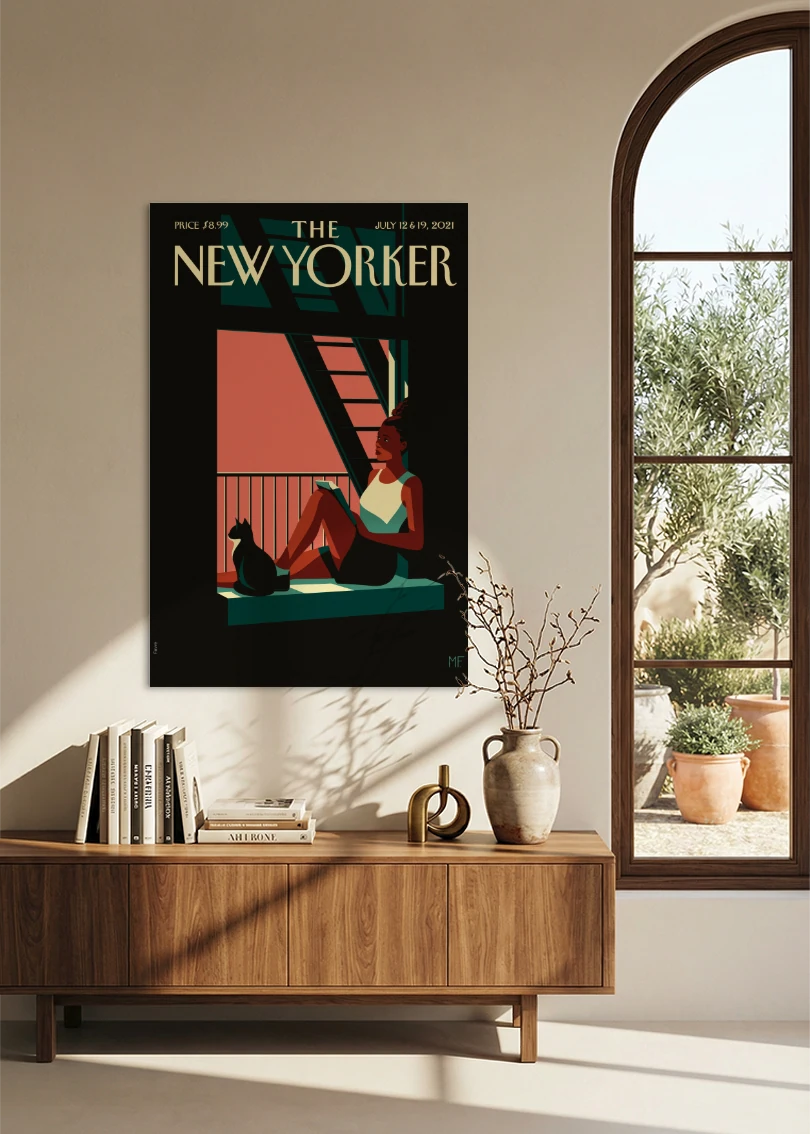 Akustikbillede med The NewYorker-motiv nr. 163 – i spisestuen