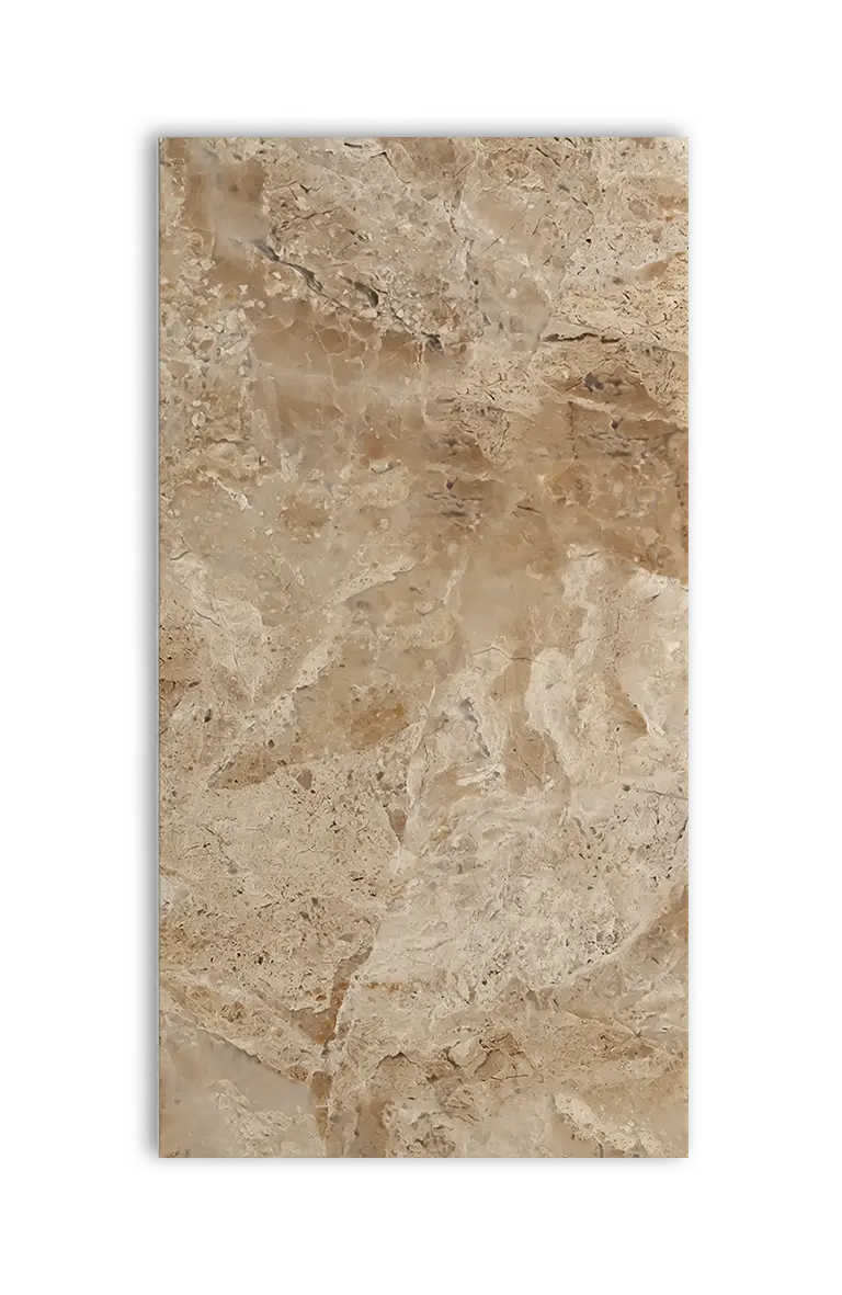 Akustiktillægsplade i beige marmorlook, 121x244 cm, produktbillede forfra
