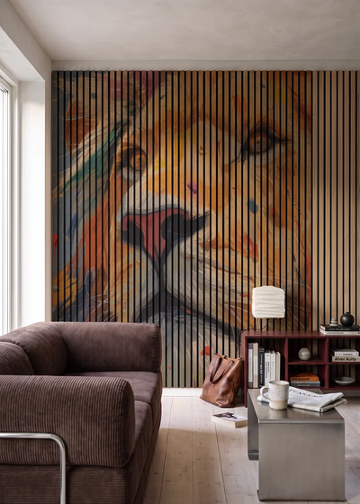 Akustikpanel med Painted Animal motiv nr. 4, i en stue