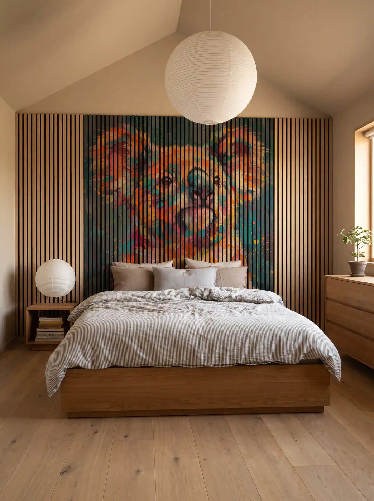 Akustikpanel med Painted Animal motiv nr. 20, med reol