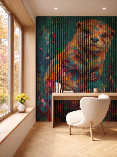 Akustikpanel med Painted Animal motiv nr. 23, i en spisestue