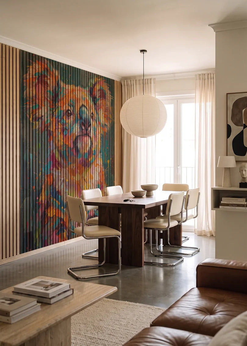 Akustikpanel med Painted Animal motiv nr. 20, i et lyst rum
