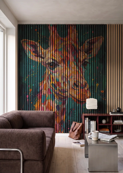 Akustikpanel med Painted Animal motiv nr. 25, i en stue