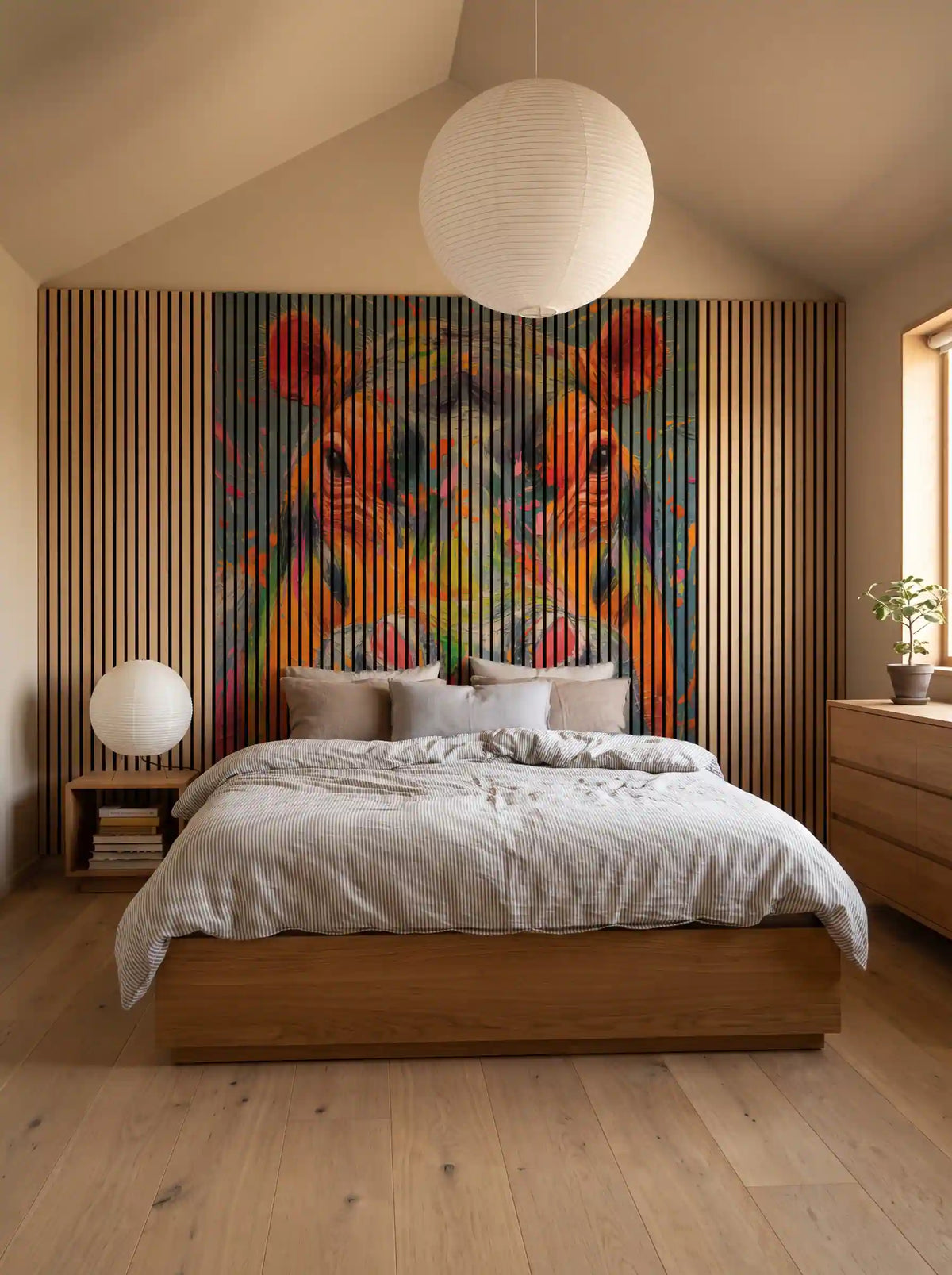 Akustikpanel med Painted Animal motiv nr. 6, med reol