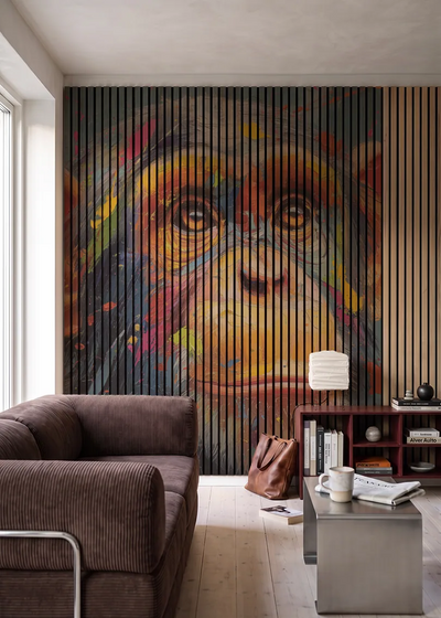 Akustikpanel med Painted Animal motiv nr. 1, i en stue