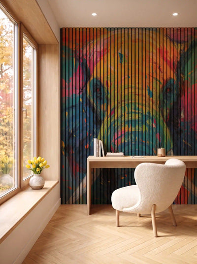 Akustikpanel med Painted Animal motiv nr. 3, i en spisestue
