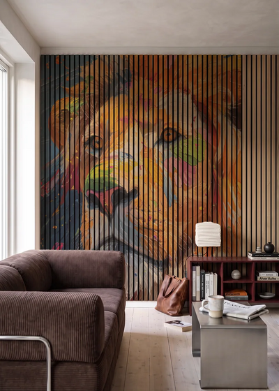 Akustikpanel med Painted Animal motiv nr. 5, i en stue