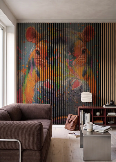 Akustikpanel med Painted Animal motiv nr. 6, i en stue