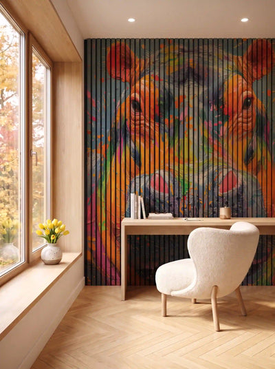 Akustikpanel med Painted Animal motiv nr. 6, i en spisestue